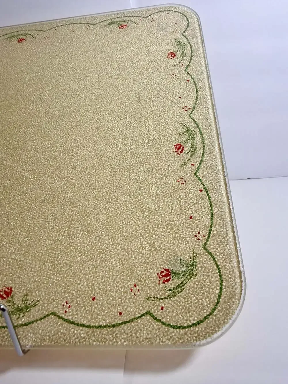 Vintage Corning Glass Works Calico Rose Counter Saver Cutting Board